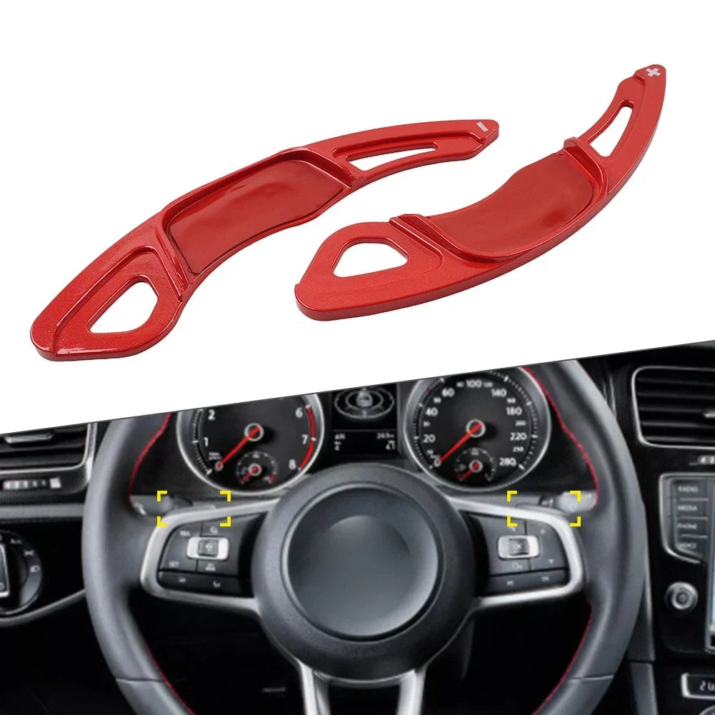 Steering Wheel Paddle Shifter Extensions for VW Golf 7, Polo, Jetta, Scirocco (2013–2020) - Red
