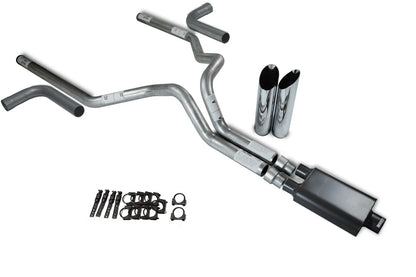 3" Dual Exhaust Kit for Ford F150 (2015–2020) - 2 Chamber Muffler, Slash Tips