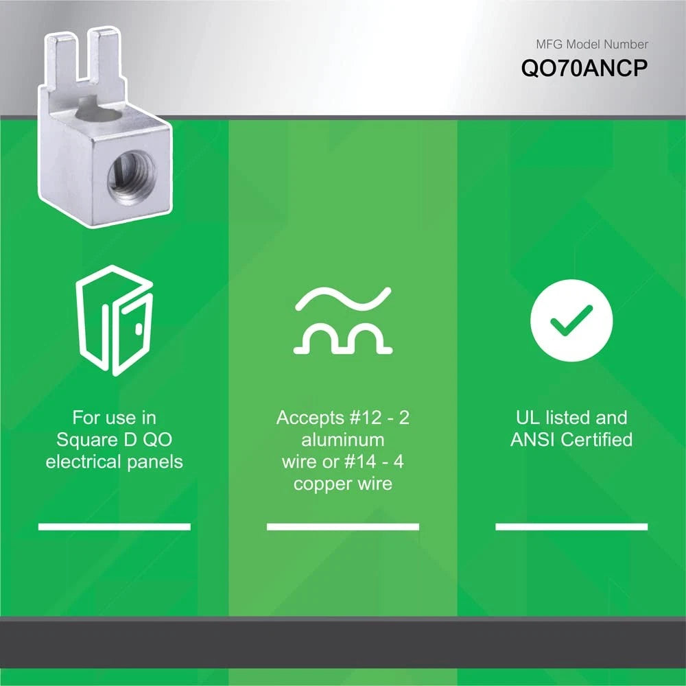 Square D QO70ANCP Auxiliary Neutral Lug Kit for Load Center