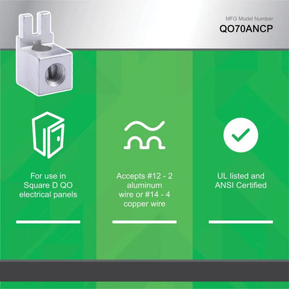 Square D QO70ANCP Auxiliary Neutral Lug Kit for Load Center
