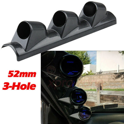 2" LHD Car Pillar Triple Gauge Meter Mount Holder Pod Carbon Fiber
