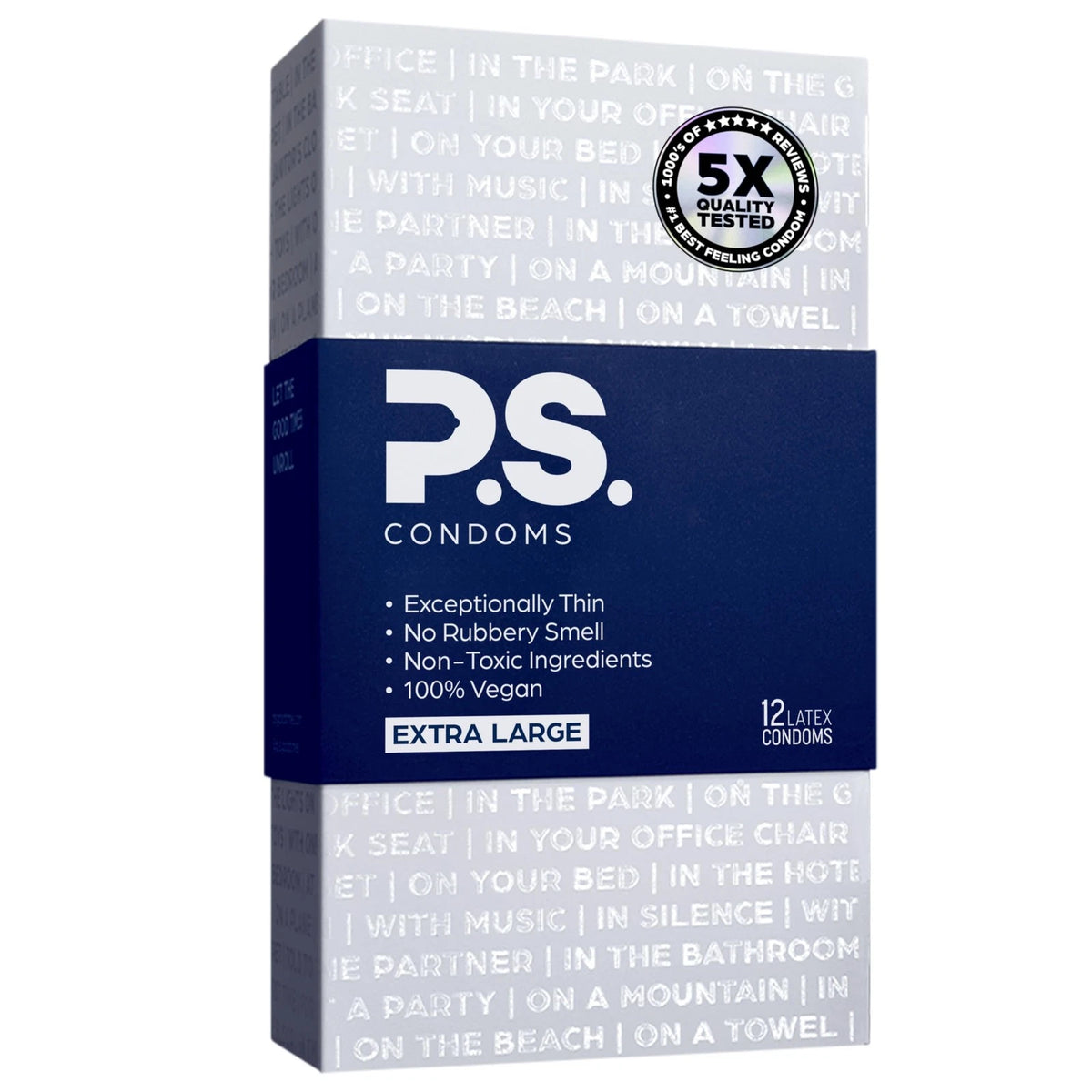 Extra Large Latex Condoms for Men - 12 Count Pack