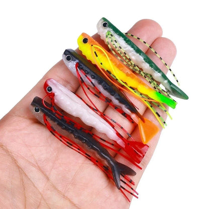 5pcs Soft Baits with T Tail Action for Bass and Barracuda (Lakes)