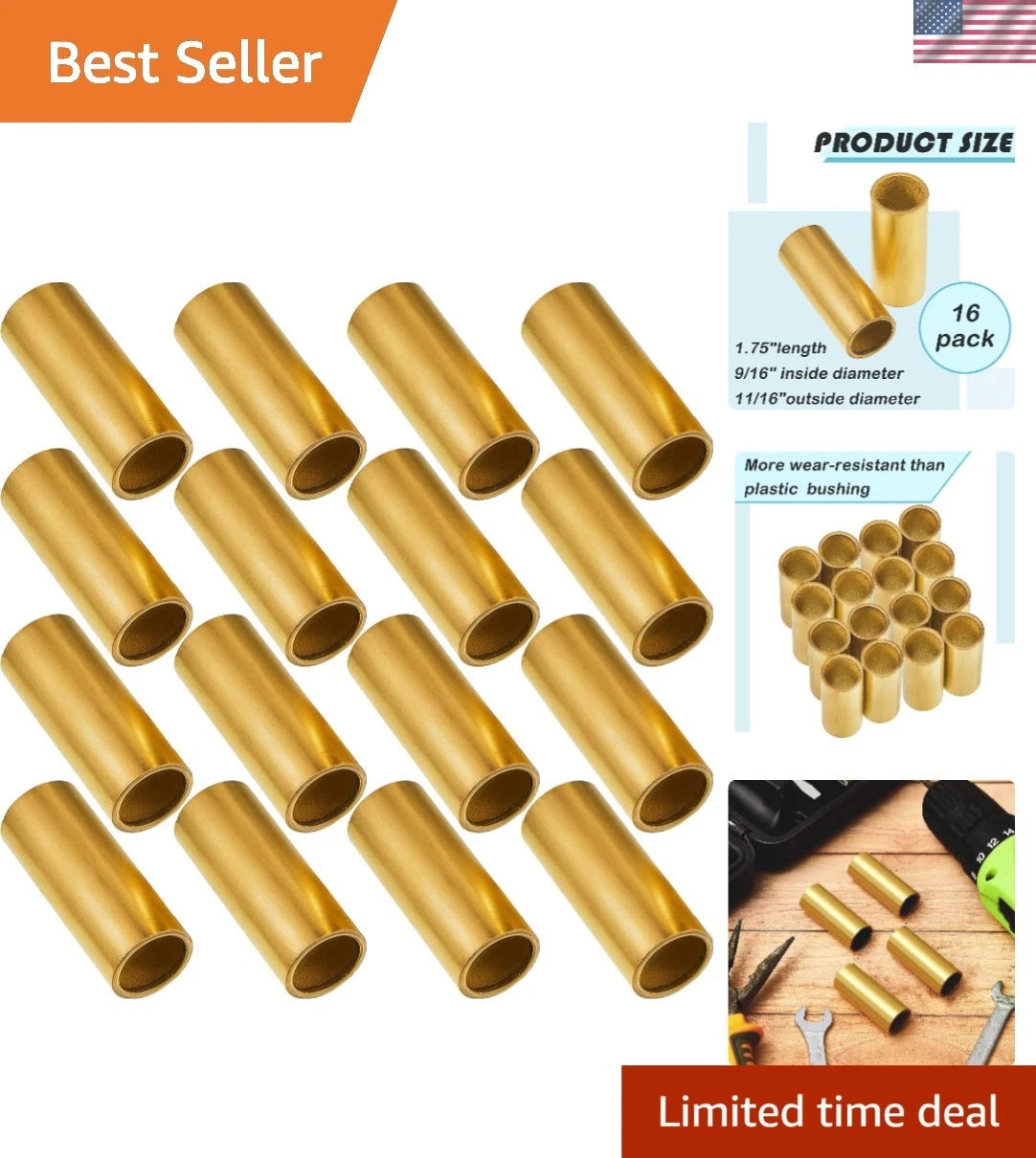 16-Bushing Kit for Trailer Axles (Heavy-Duty Design)