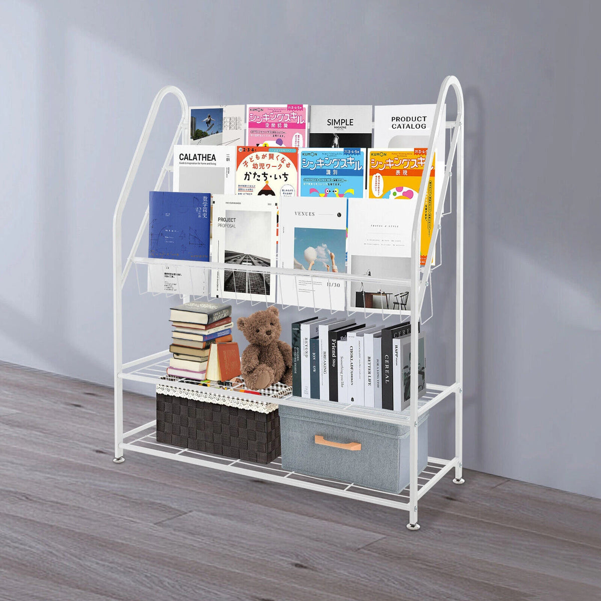 5-Shelf Metal Bookshelf for Kids (Large Capacity)