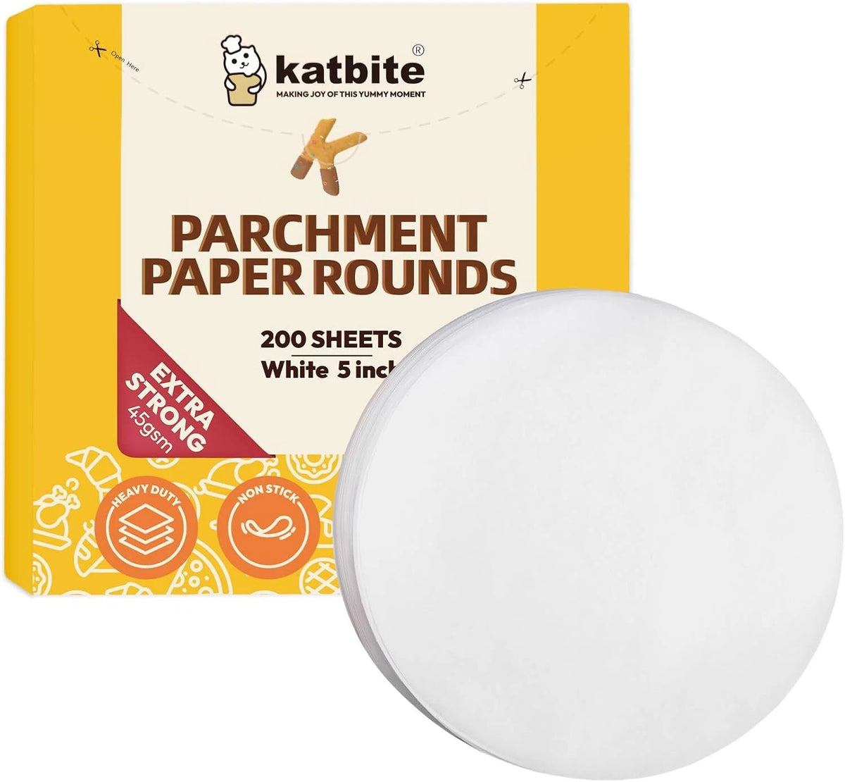 200Pcs 5 Inch Parchment Paper Rounds for Baking (Non-stick, Heavy Duty)