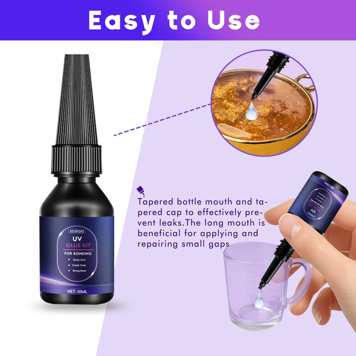 UV Glue Kit with Light for Automotive Applications (10ml, 30 Second Cure)