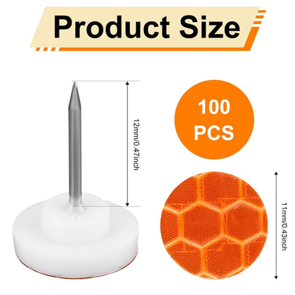100pcs Reflective Tacks for Trail Marking (Medium, Orange & Silver)