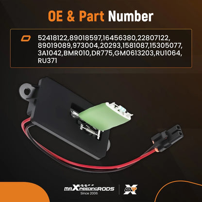Blower Motor Resistor for Chevrolet Avalanche 2006 (3A1042, GM0613203, 7 Pins)