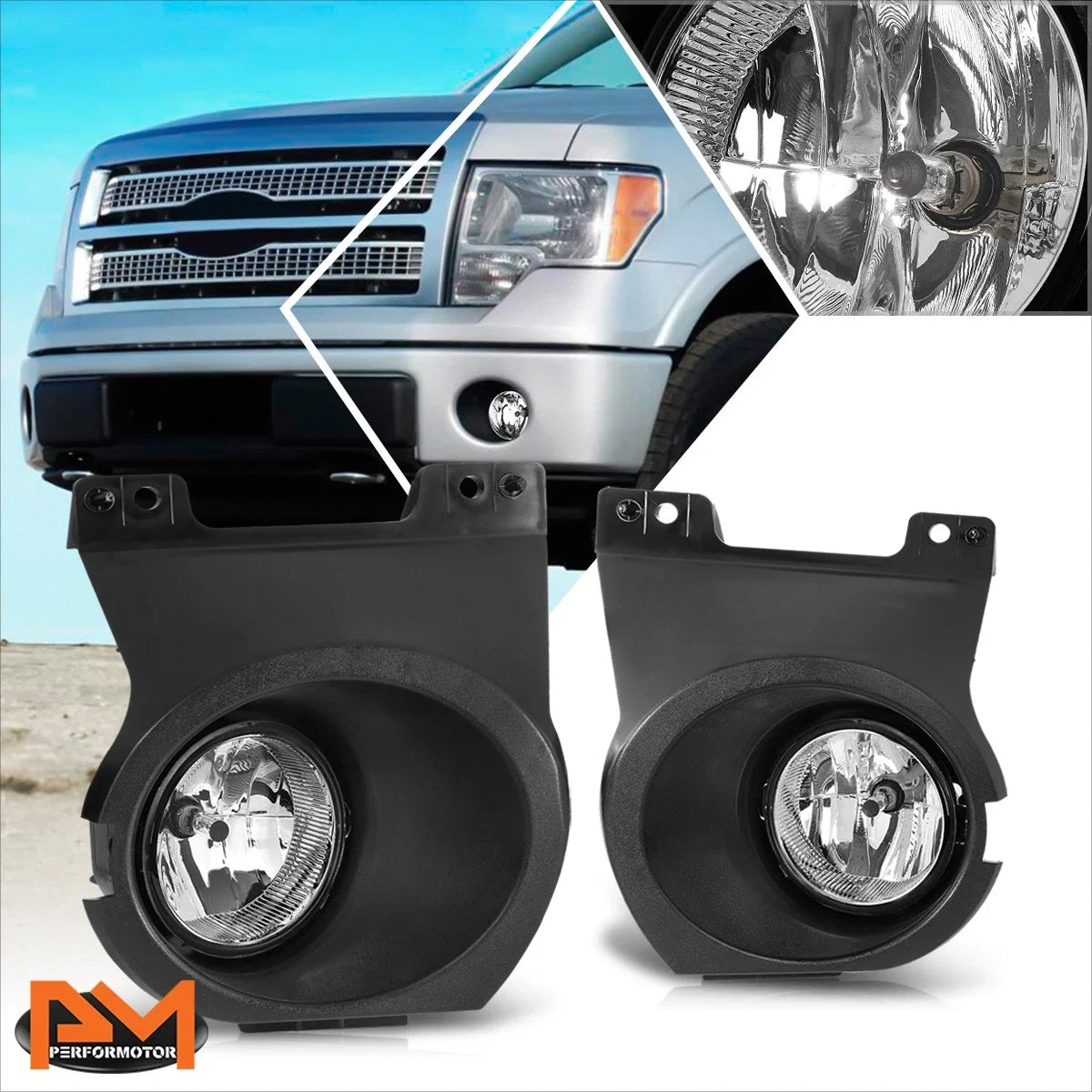 Clear Lens Fog Lights with Bezels for Ford F150 (2011–2014)