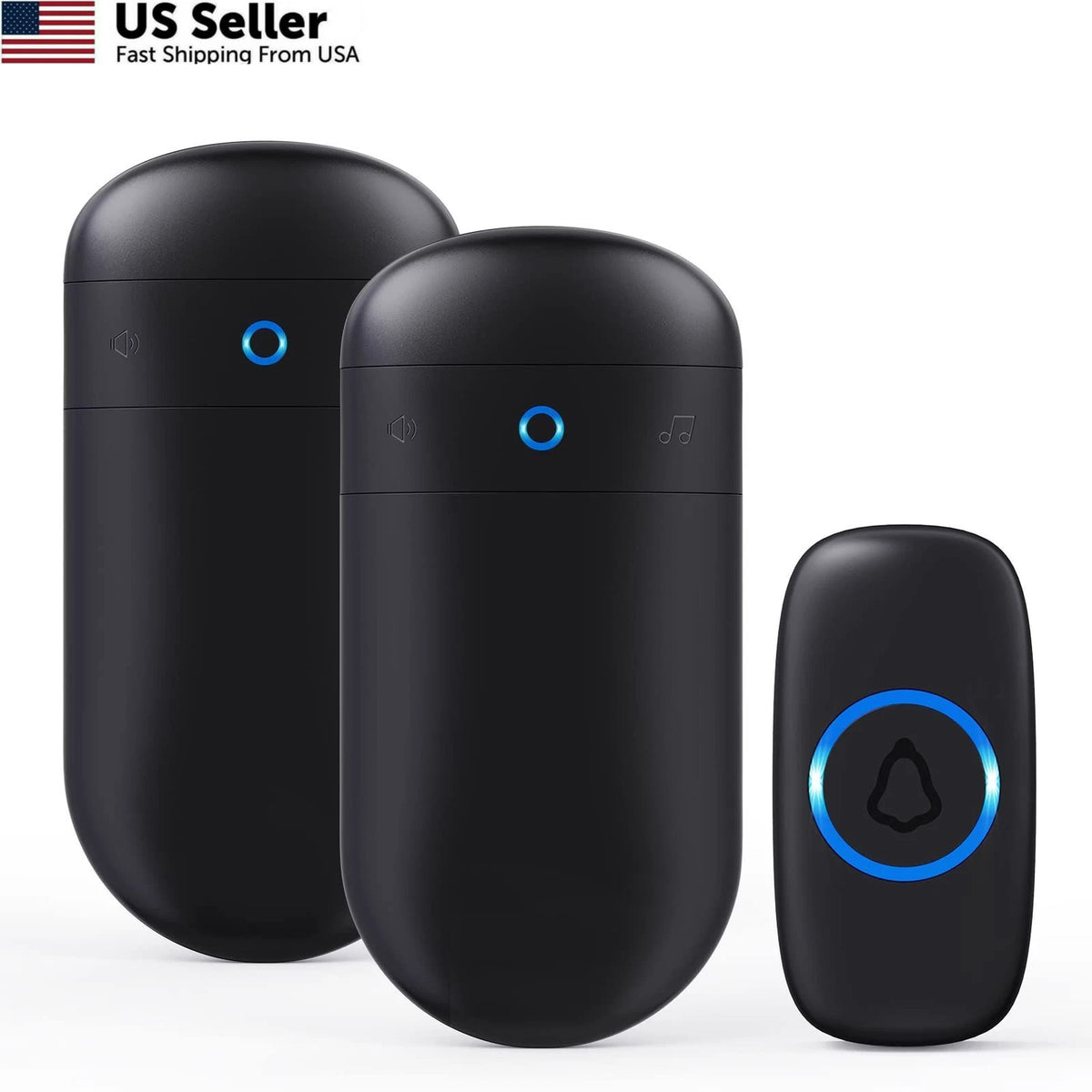 Wireless Doorbell Set of 2 Receivers for Home Use