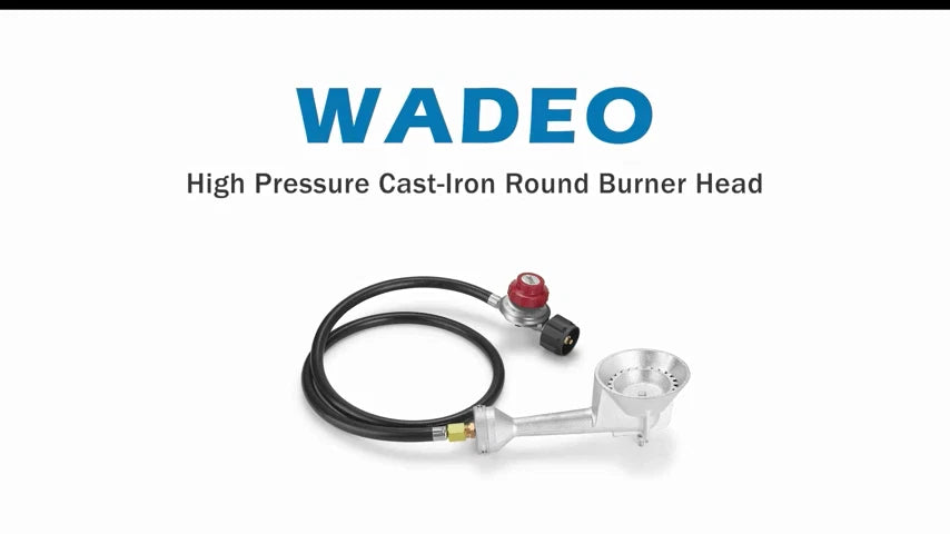Propane Burner Head with 4FT 20 PSI Adjustable High Pressure Regulator