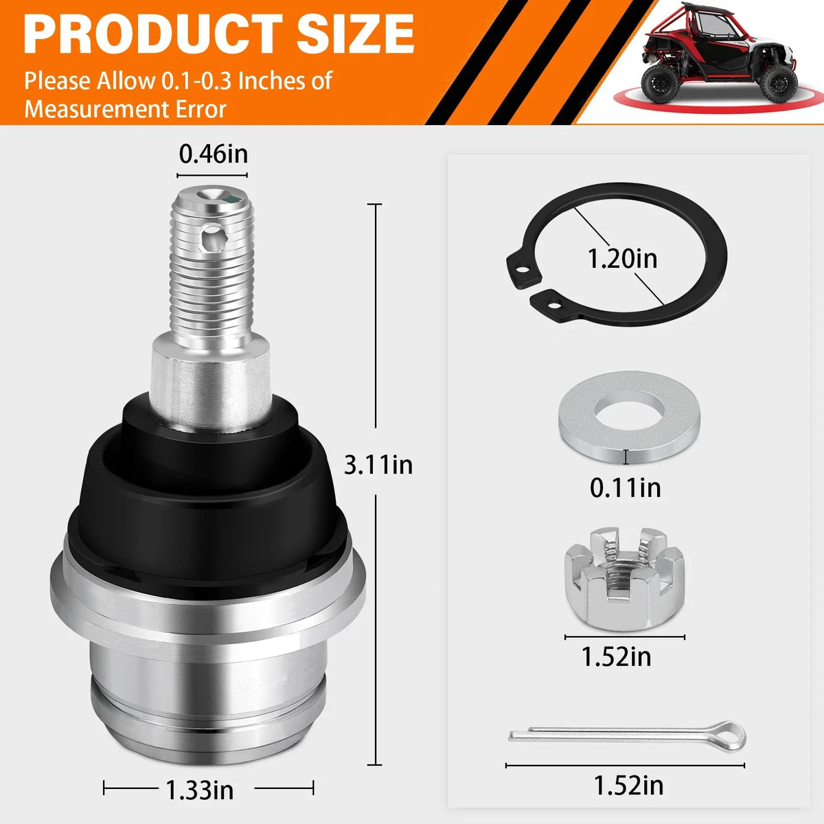 2X Front Upper Ball Joints 51375-HL6-A02 for Honda Talon 1000X-4 (2020–2024)