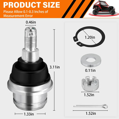 2X Front Upper Ball Joints 51375-HL6-A02 for Honda Talon 1000X-4 (2020–2024)