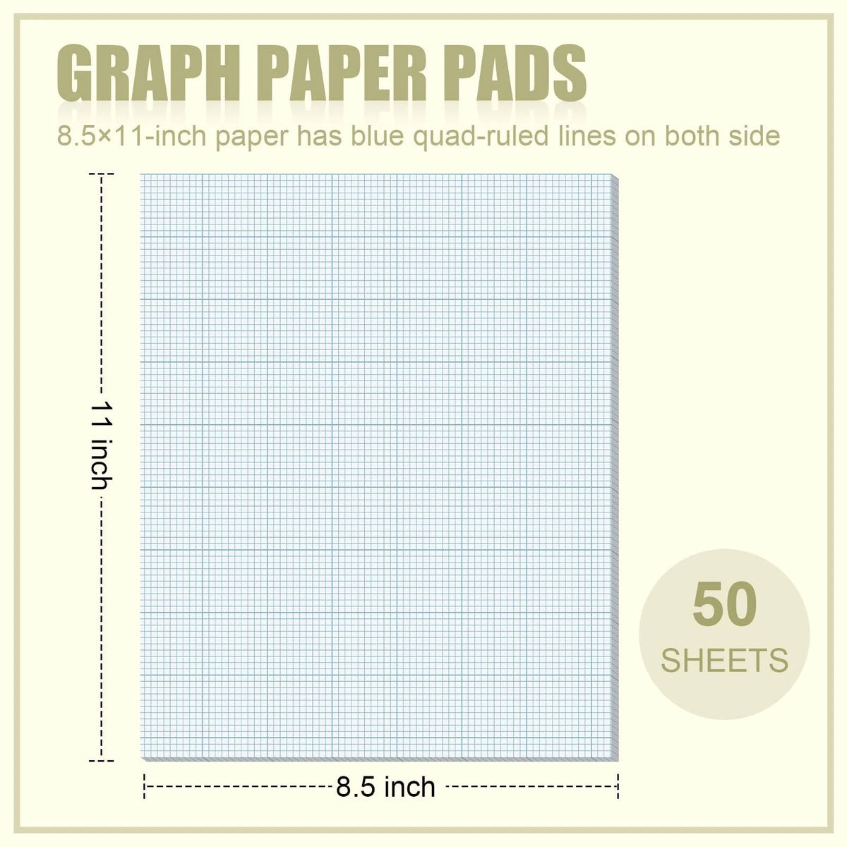 6 Pack Graph Paper Pads 8.5" x 11" 10x10 Quad Ruled