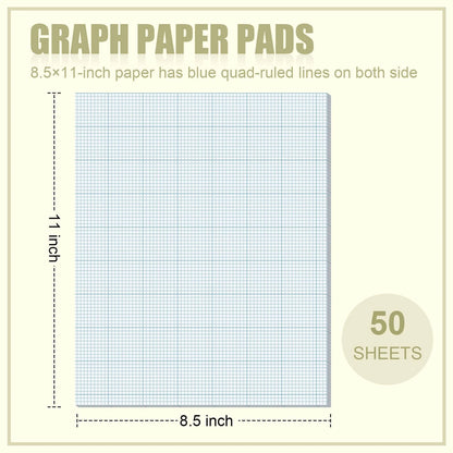 6 Pack Graph Paper Pads 8.5" x 11" 10x10 Quad Ruled