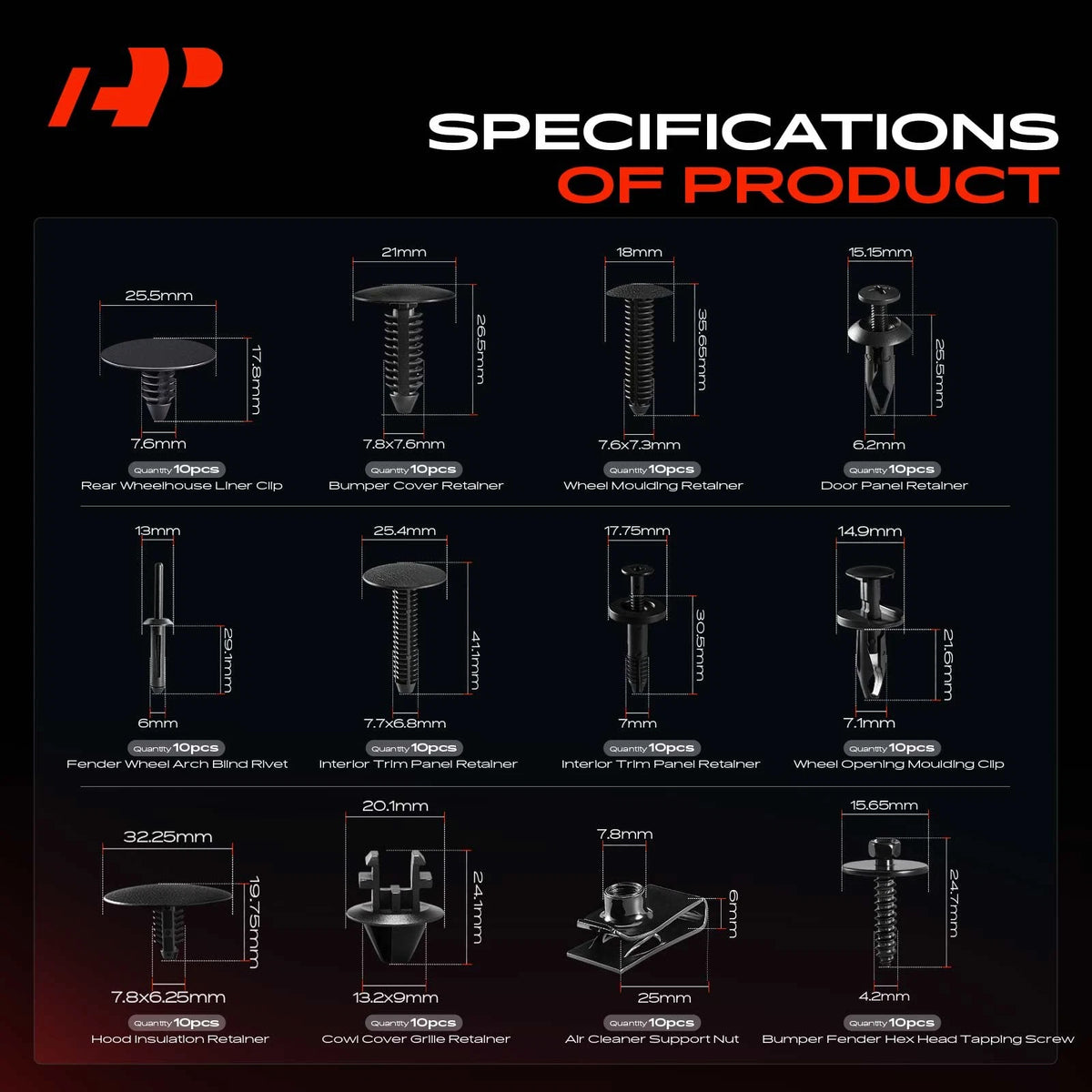 140Pcs Fasteners for Ford Expedition (2007–2017)