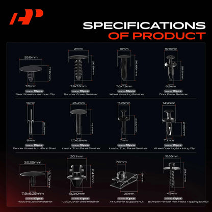 140Pcs Fasteners for Ford Expedition (2007–2017)