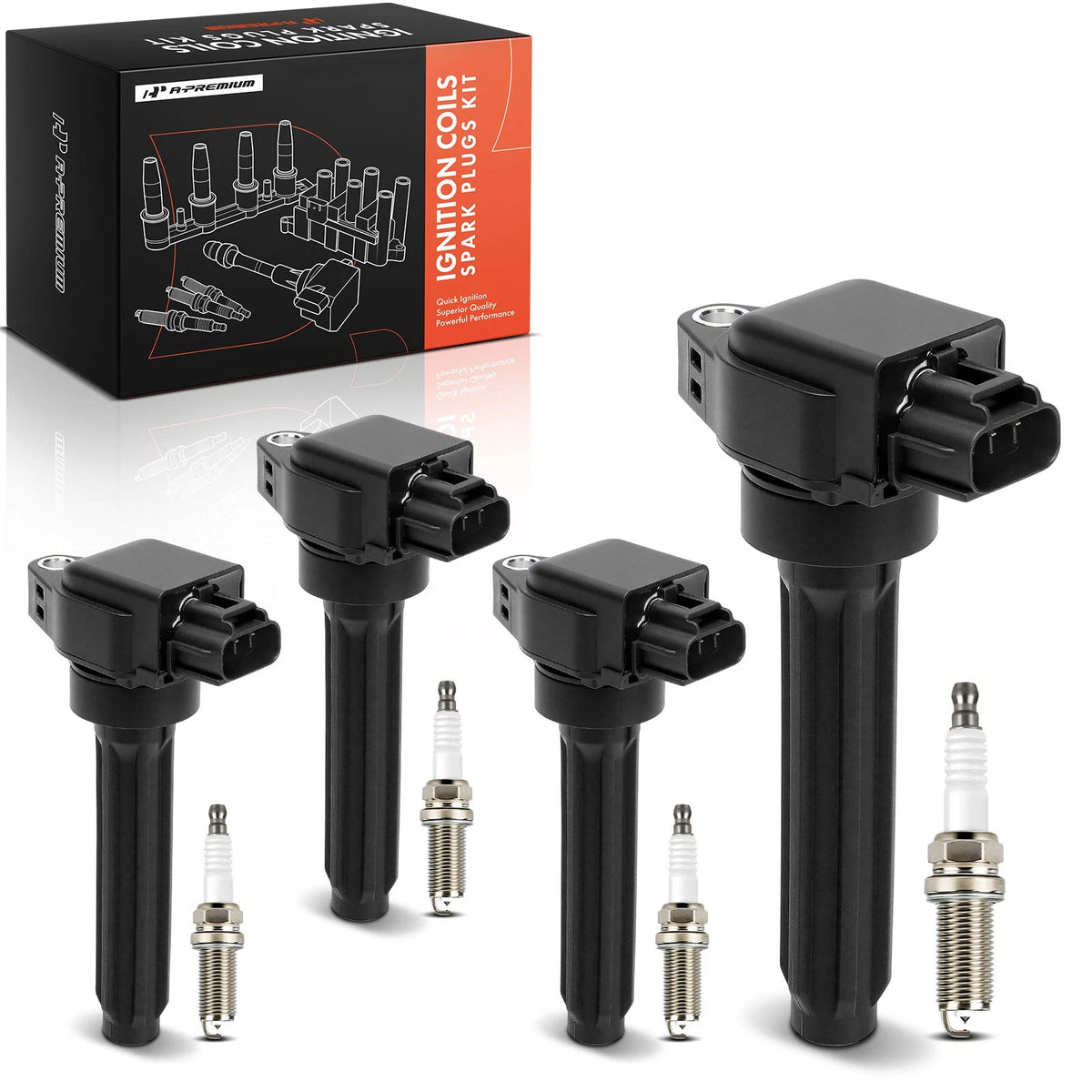 Set of 4 Ignition Coils & Spark Plugs for Mitsubishi Eclipse Cross (1832A080, UF-897)