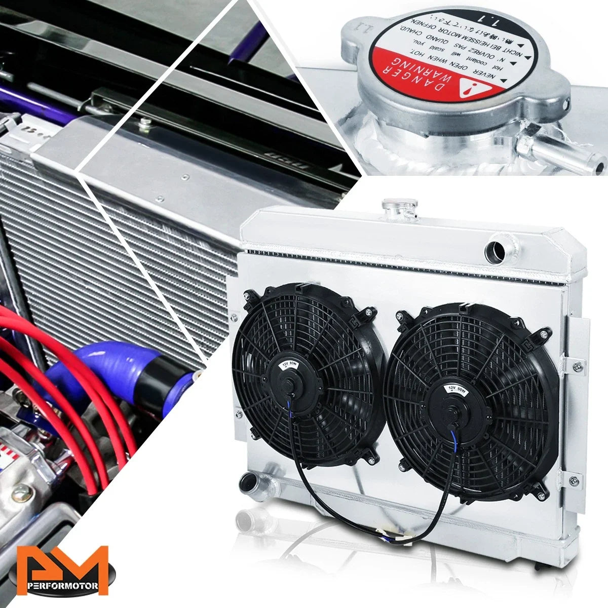 3-Row Aluminum Cooling Radiator w/Fan Shroud for Jeep Willys CJ5/CJ6/CJ7 (1972–1986)