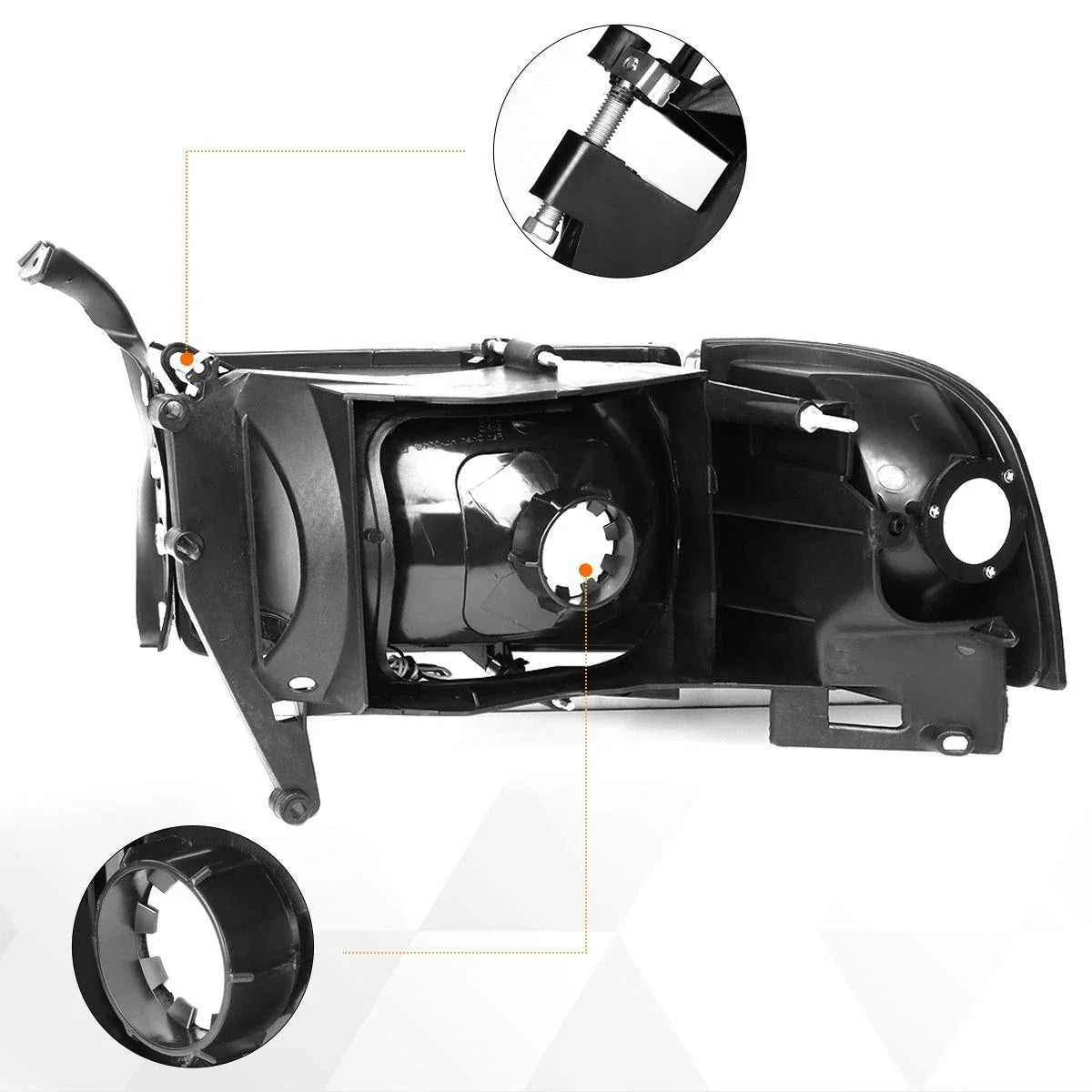 Headlight Pair for Dodge RAM (1994–2002) Black Housing Smoked Lens