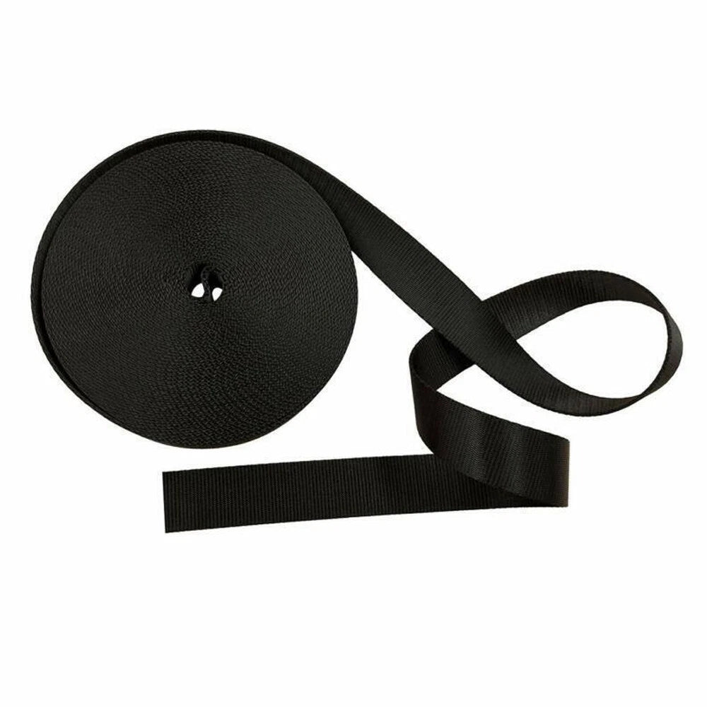 2X 1 Inch Wide Black Nylon Heavy Duty Webbing Strap (22-110 Yards)