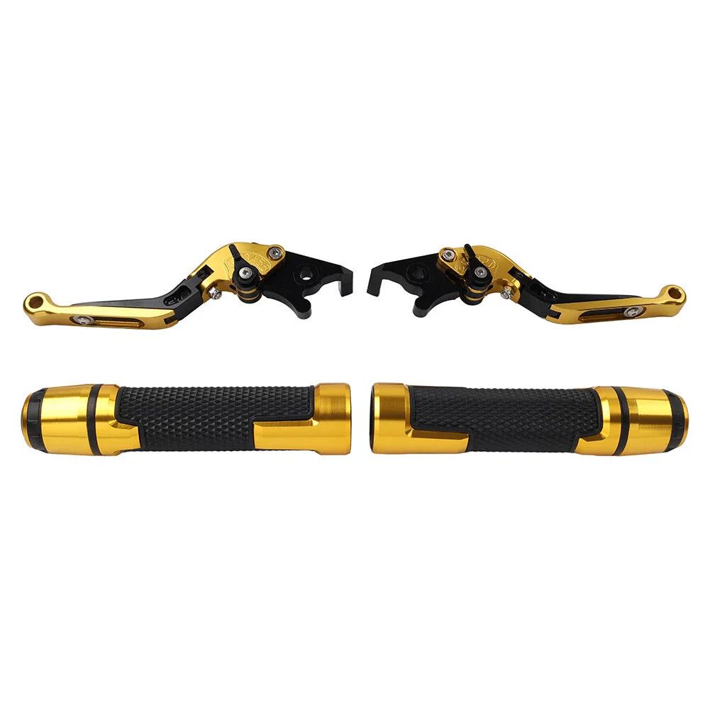 Gold Extendable Brake Clutch Levers & Handlebar Grips for BMW F900R (2020-2023)