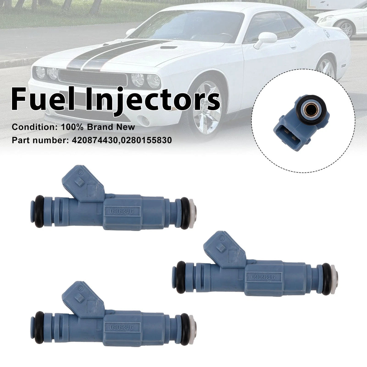 3PC Fuel Injectors 420874430, 0280155830 for Sea-Doo GTI SE GTI 130 (2006–2011)