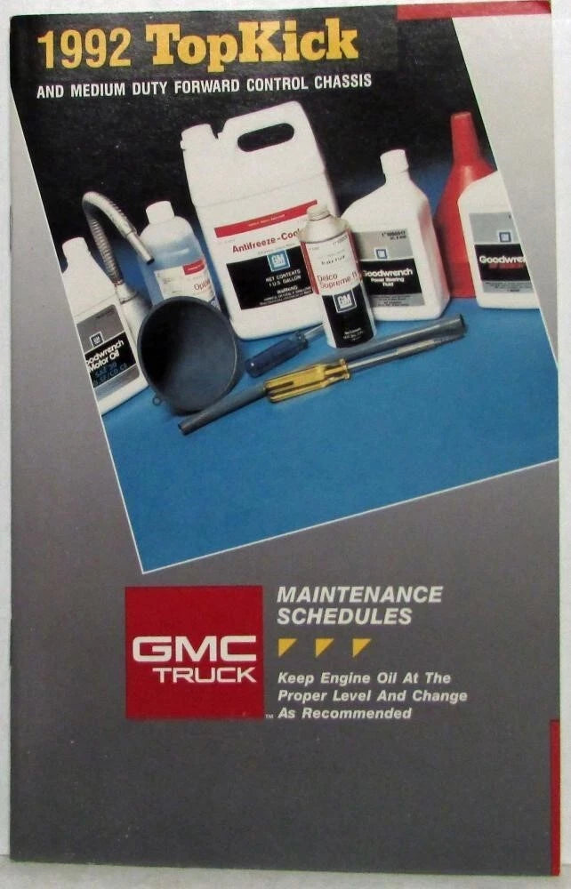 Maintenance Schedules Booklet for GMC TopKick Truck (1992)