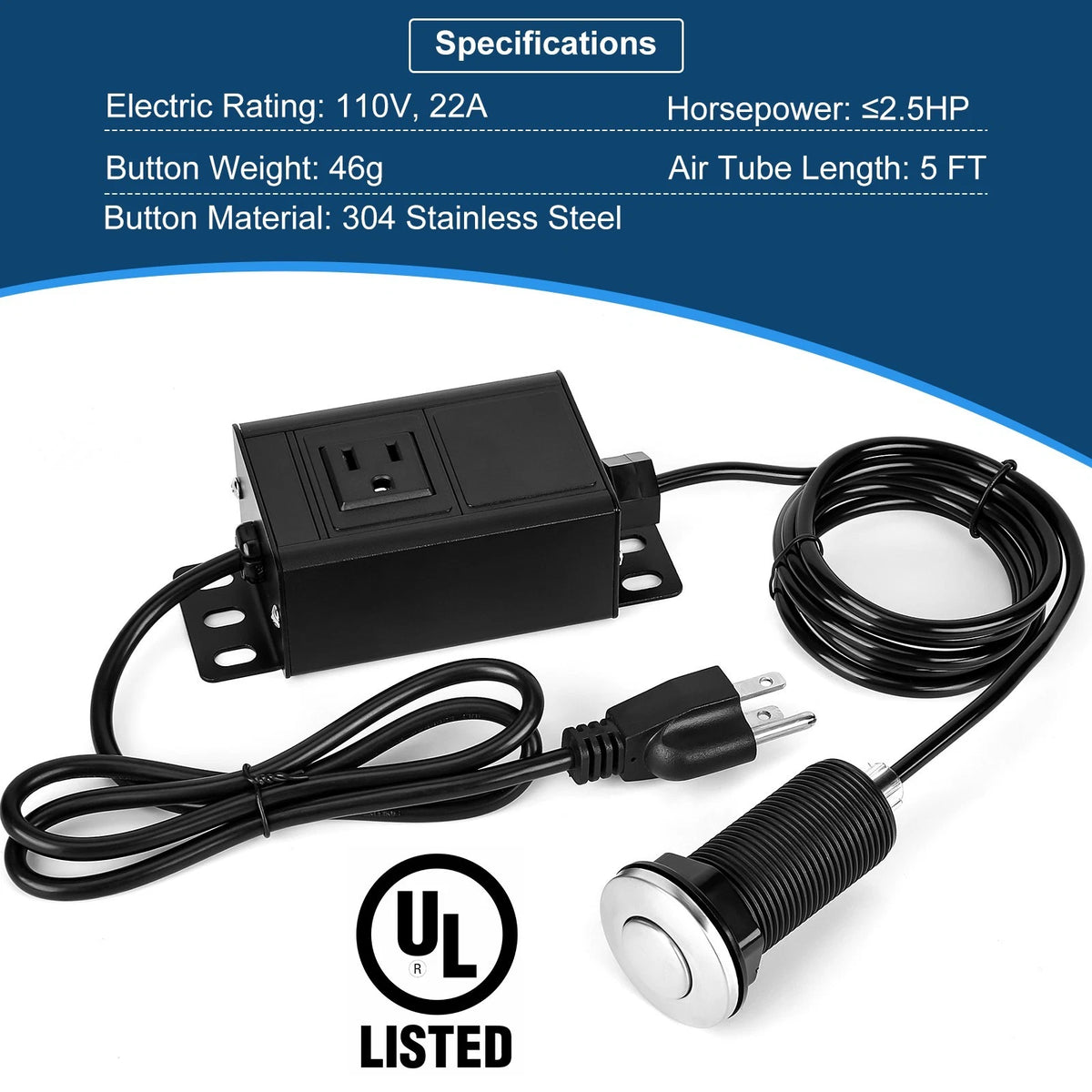 Air Switch Kit for Garbage Disposal (3.58” Extra Long)
