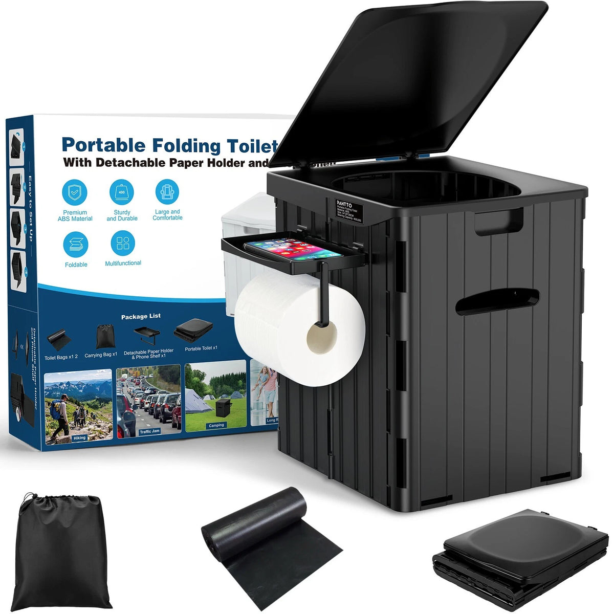 Foldable Portable Camping Toilet for Outdoor Use