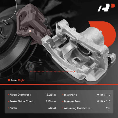 Front Right Disc Brake Caliper w/ Bracket for Nissan Sentra (2007–2019) 410013SG0A, 41001ET000, 41001ET00A, 19-B3307