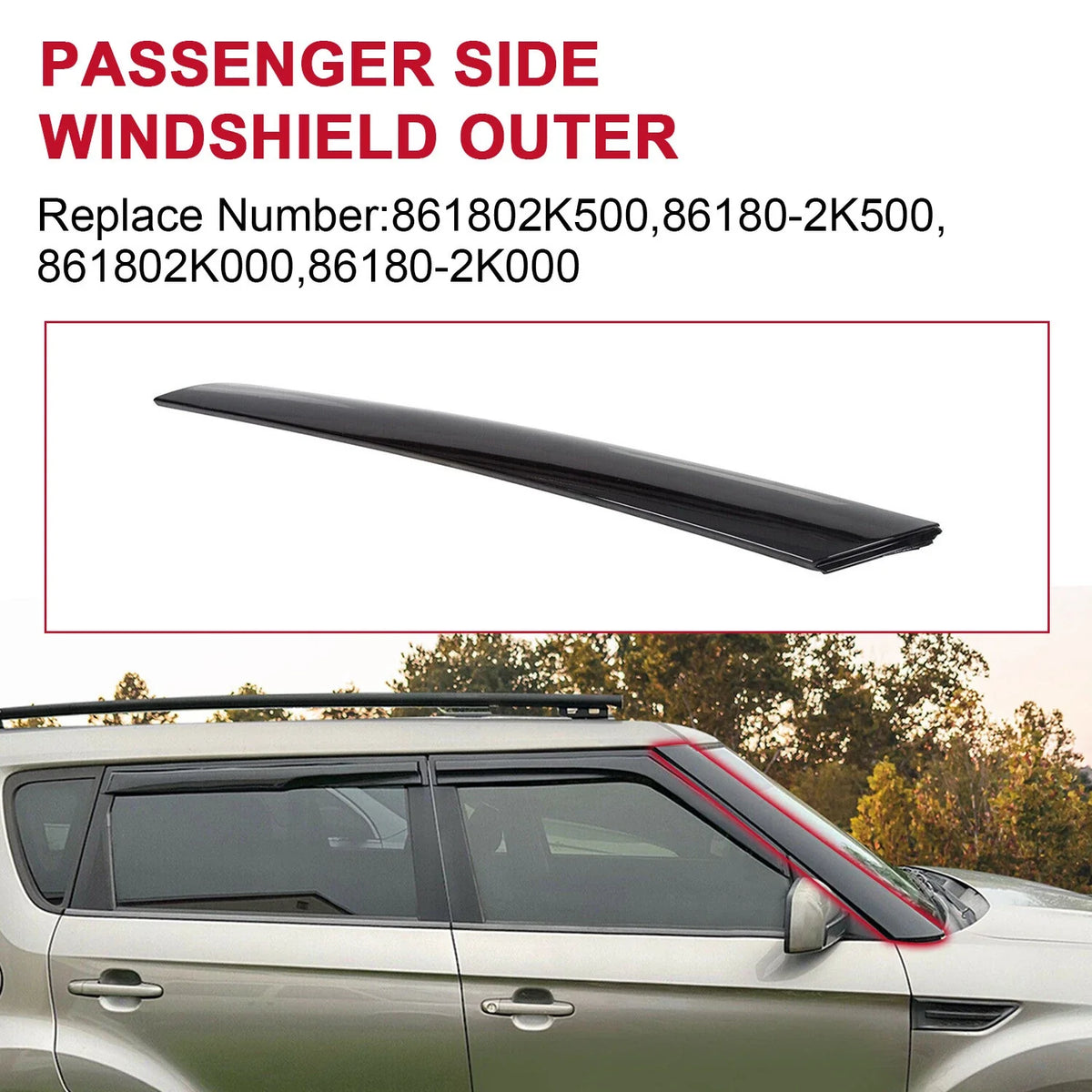Right Passenger Windshield Pillar Trim Molding for KIA Soul (2010–2013)
