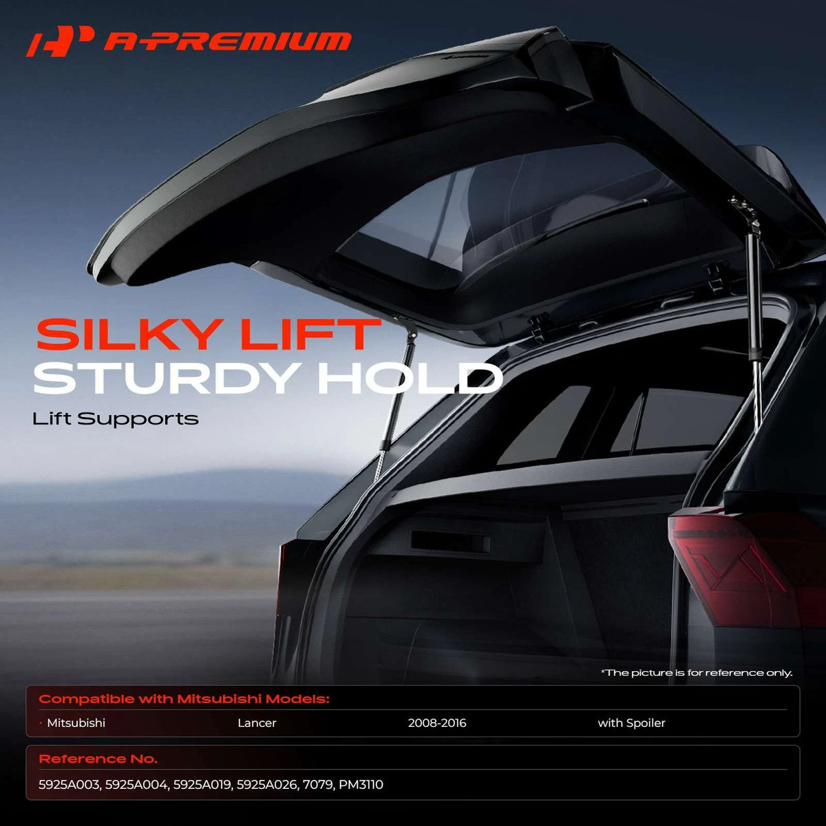 2X Rear Trunk Lift Support Shock Struts for Mitsubishi Lancer Sedan (5925A003, 5925A026, 5925A019, 5925A004, 7079)