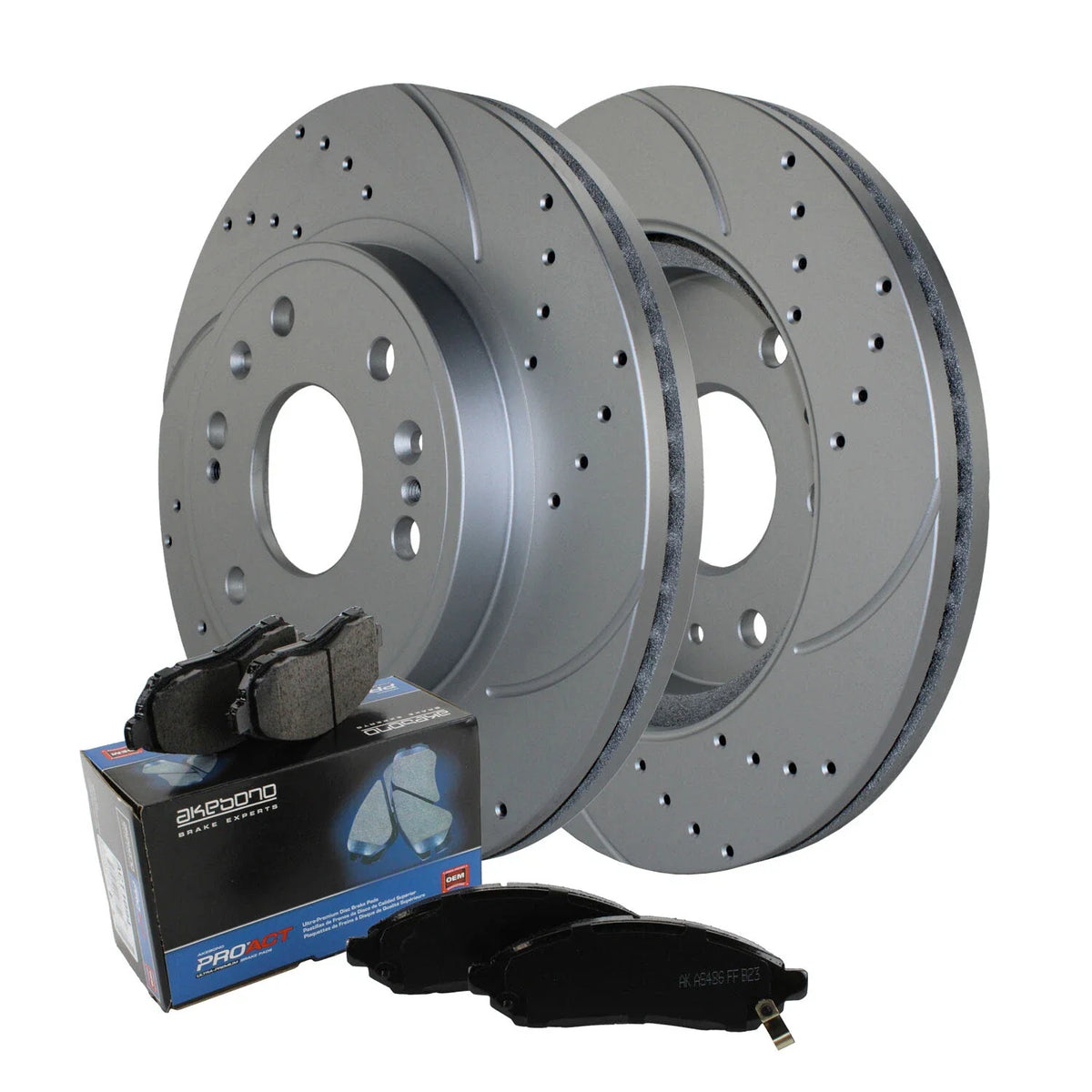 Front Brake Kit with 330mm Drilled Rotors & Akebono Pads for Chevrolet GMC
