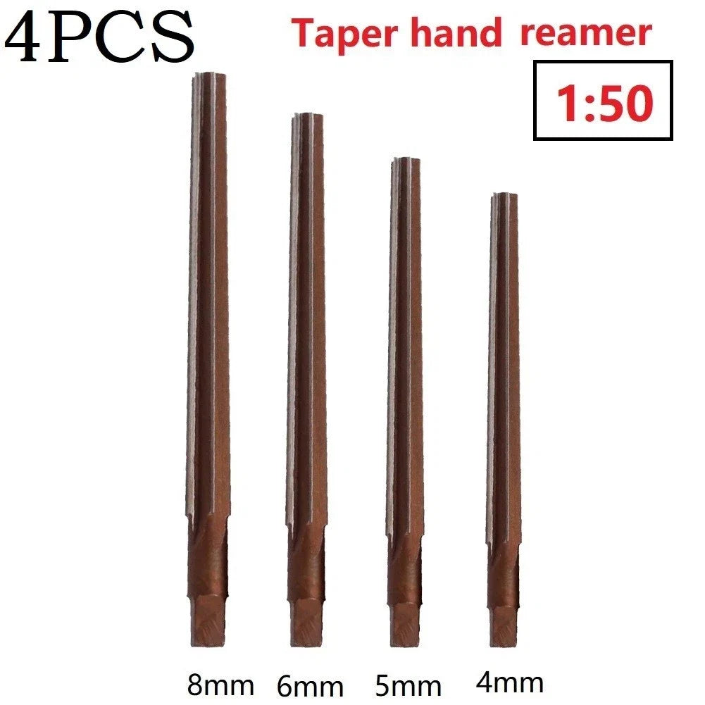 Set of 4 Conical Degree Manual Pin Taper Shank Hand Reamers 4/5/6/8mm