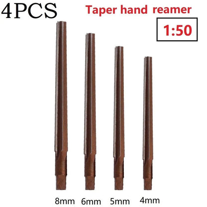 Set of 4 Conical Degree Manual Pin Taper Shank Hand Reamers 4/5/6/8mm