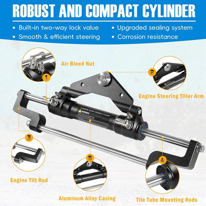 Front Mount Hydraulic Steering Cylinder for Outboard Boats up to 300HP (For00874)