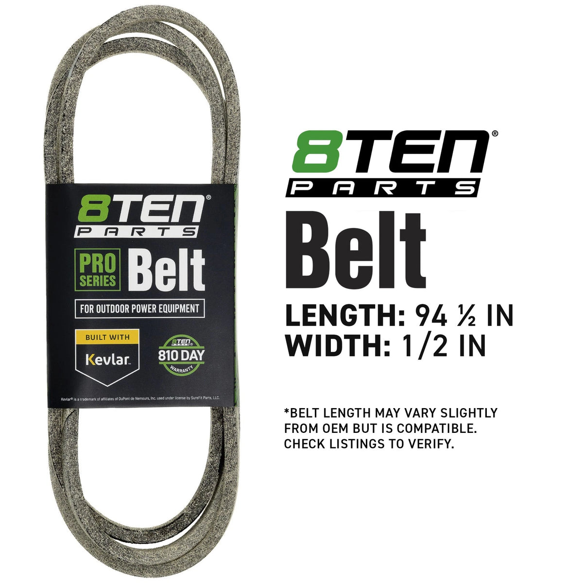 8TEN Kevlar Belt for AYP GT2500AR (M127356, GX10064, 034289) 94.5" x 0.5"