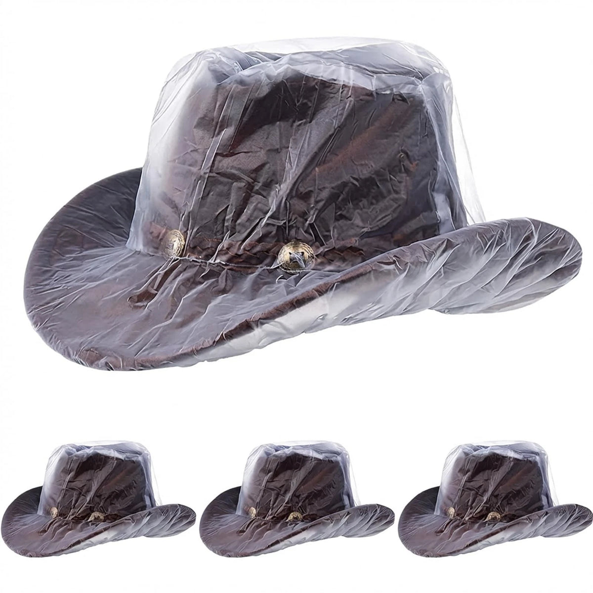 2-Pack Cowboy Hat Rain Cover, Clear Plastic Cover One Size