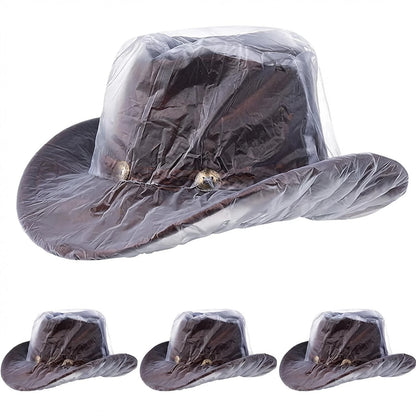 2-Pack Cowboy Hat Rain Cover, Clear Plastic Cover One Size