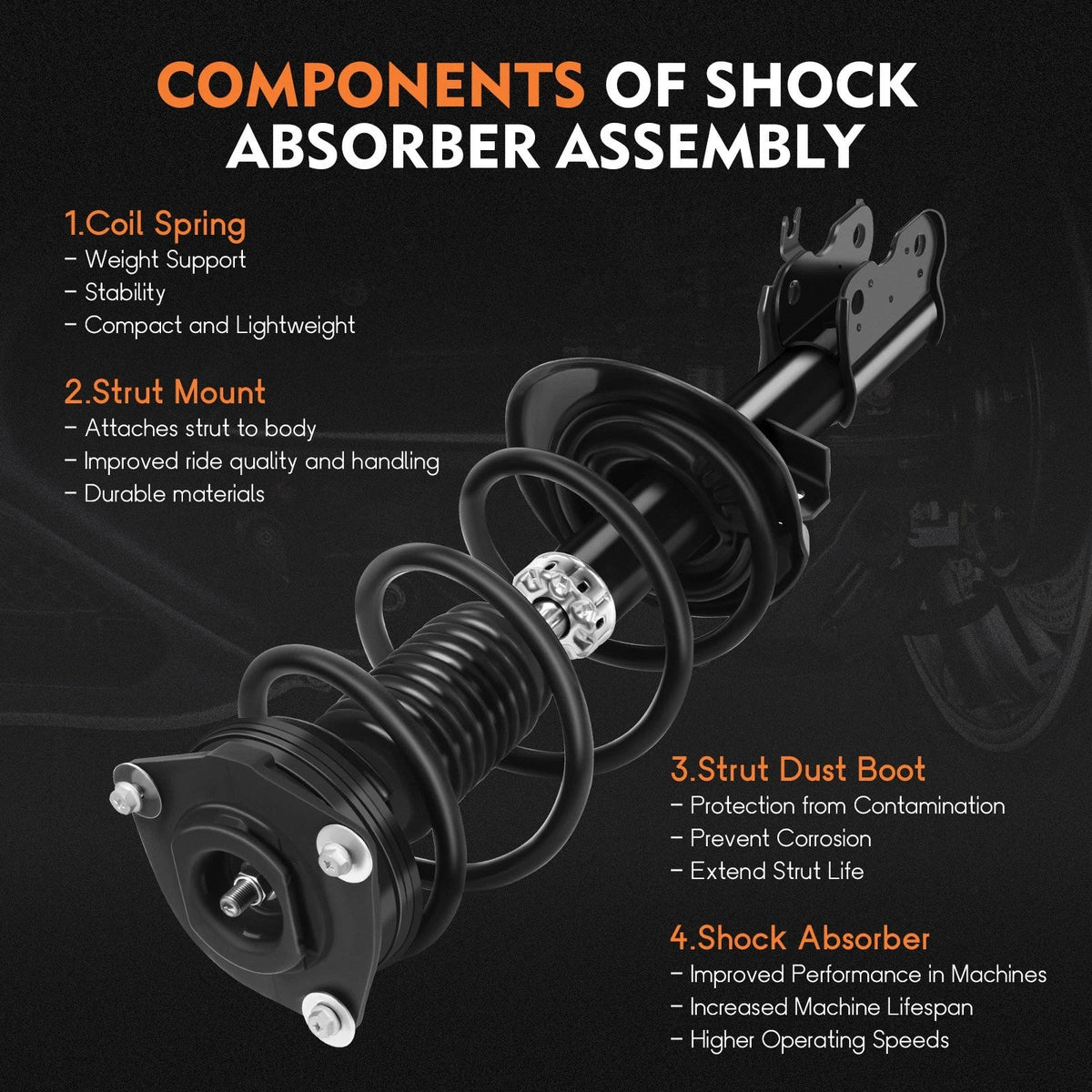 Set of 4 Complete Struts for Nissan Rogue (2008–2012)