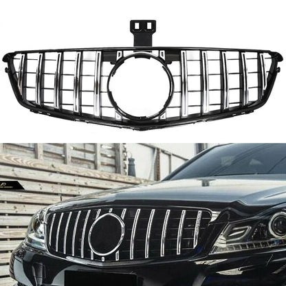 Chrome Black GTR Style Front Grille for Mercedes Benz W204 C250 C300 C350 (2008–2015)