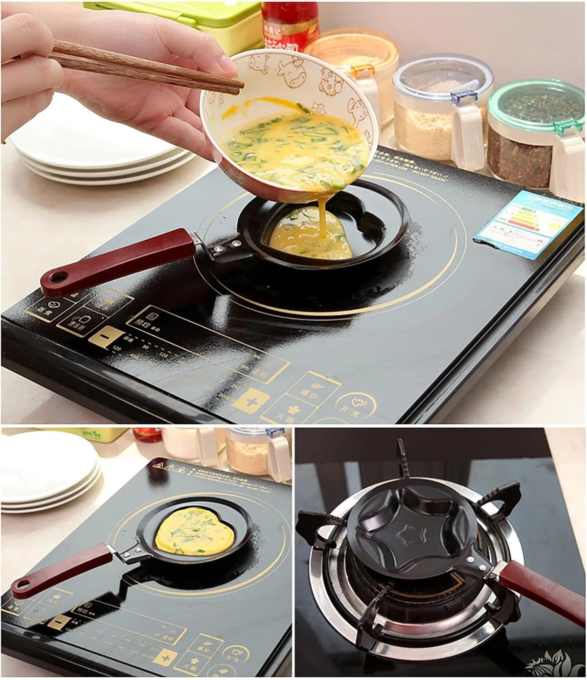 4.8 Inch Heart Shape Nonstick Mini Frying Pan for Cooking Eggs and Omelets