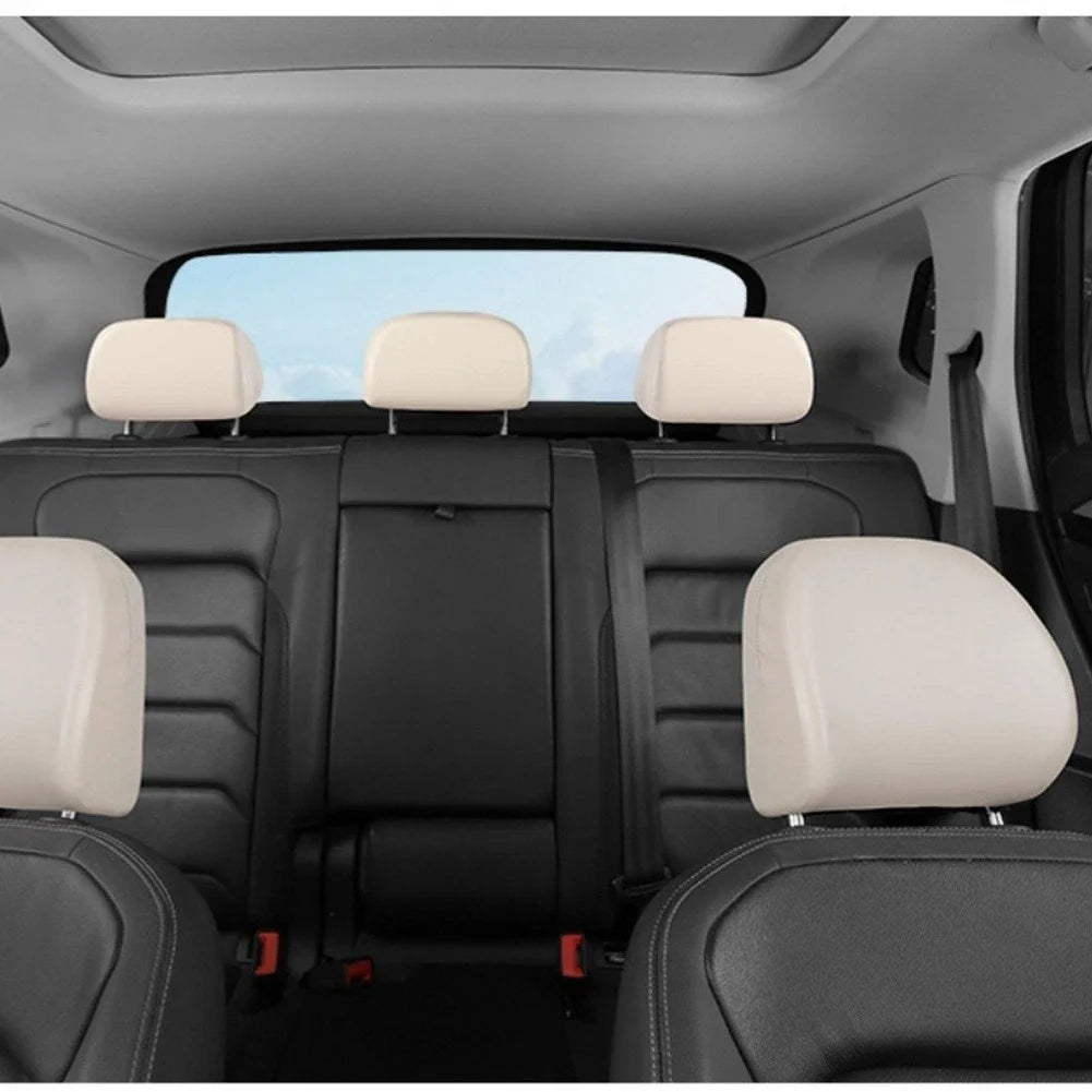 Set of 2 Elastic PU Leather Headrest Covers for Car (Full Protection)