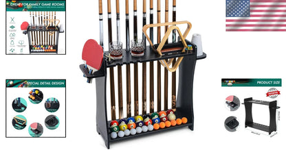 Durable Black Finish Pool Cue Rack for Game Room