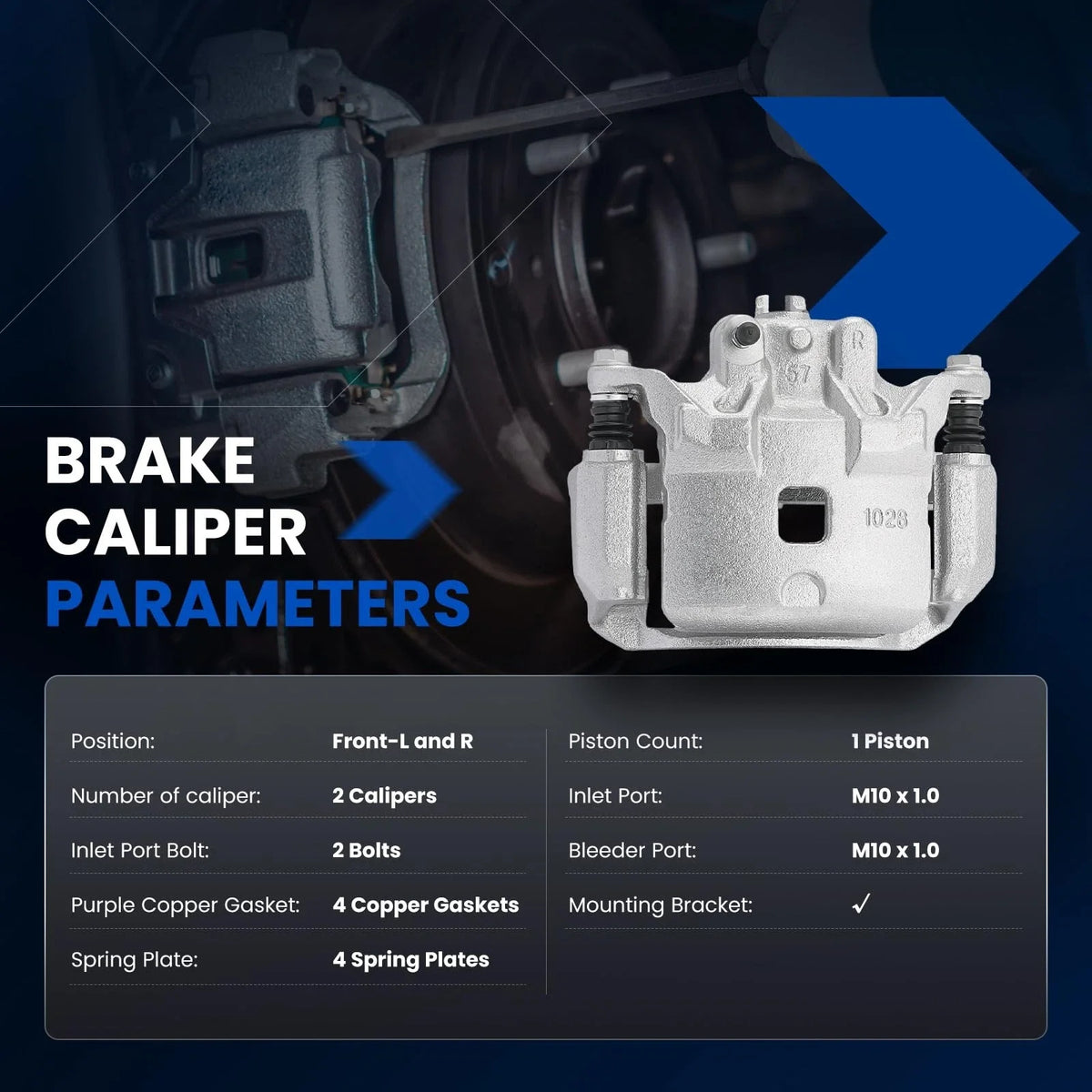 Front Brake Caliper w/ Bracket for Nissan Sentra (2007–2019) 1.8L 2.0L