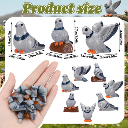 50 Mini Resin Pigeons for Model Decoration (1 Inch, Gray)