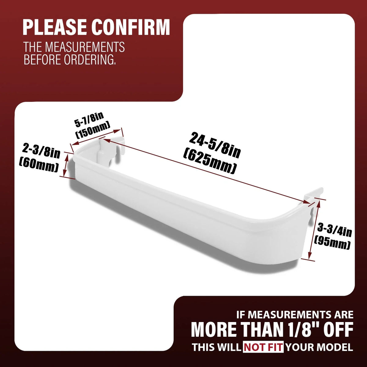 Door Bin Shelf for Frigidaire Kenmore Refrigerator (240338001)
