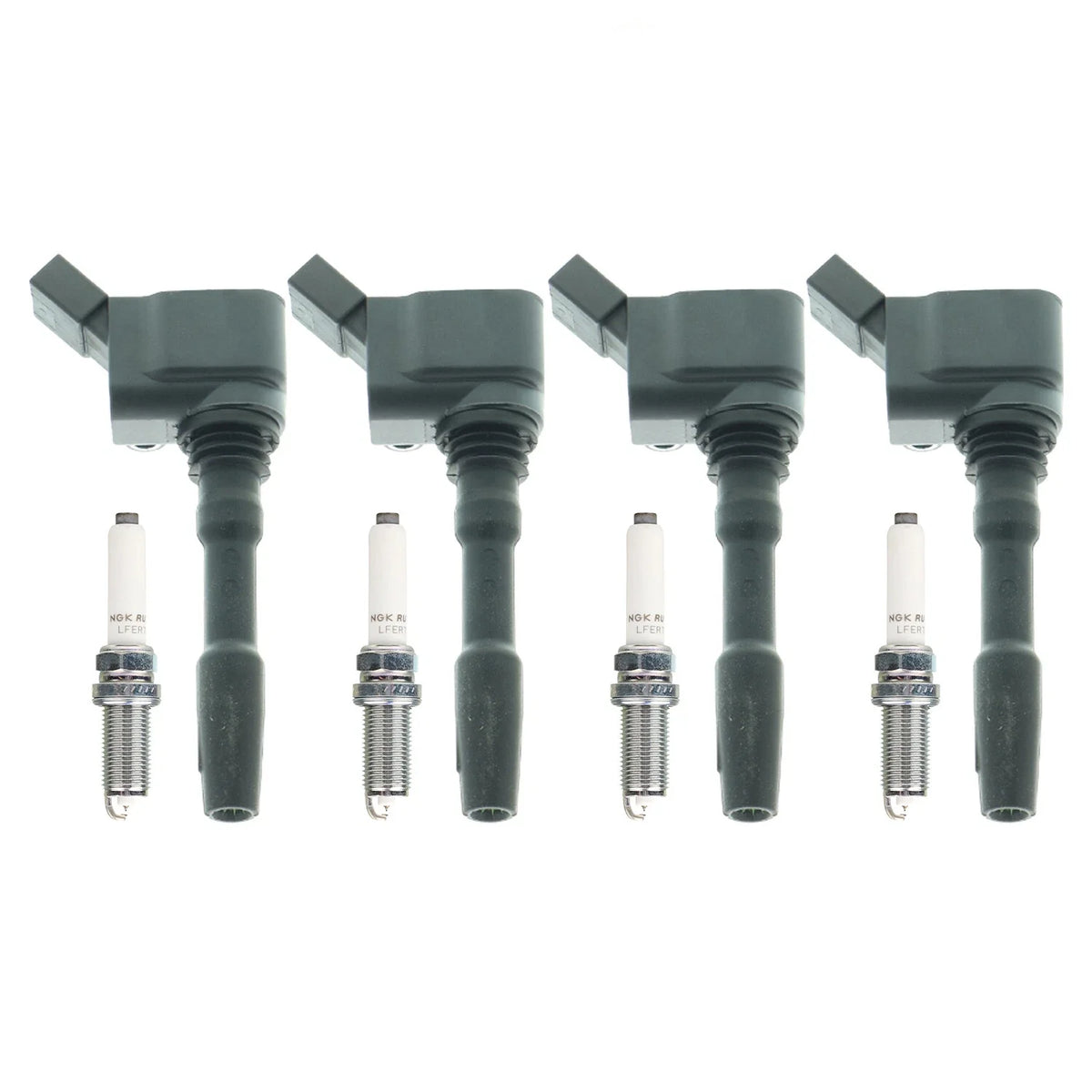 Set of 4 Ignition Coils & NGK Ruthenium HX Spark Plugs for Audi A3, Porsche Macan, VW Beetle (L4)